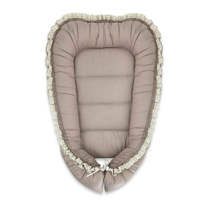 Cosulet bebelus, MimiNu, Premium, Pentru dormit, Baby Nest 55 x 75 cm, Cu Volanase si dantela, Husa 100% bumbac, Din [1]