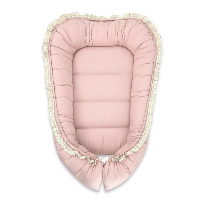 Cosulet bebelus, MimiNu, Premium, Pentru dormit, Baby Nest 55 x 75 cm, Cu Volanase si dantela, Husa 100% bumbac, Din [1]