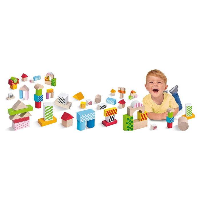 Cuburi de lemn in galetusa Wooden Blocks 50 piese Eichhorn 2 ani + [6]