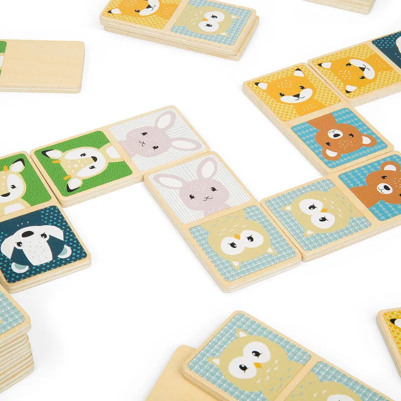 Domino din lemn - Animalute din padure (pastel) BIGJIGS Toys 12 luni+ [6]