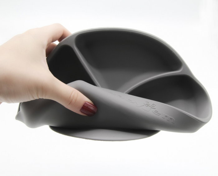 Farfurie din silicon cu 3 compartimente pentru auto-diversificare BabyJem 6 luni [3]
