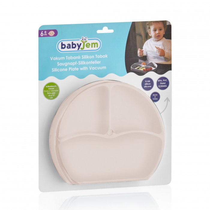 Farfurie din silicon cu 3 compartimente pentru auto-diversificare BabyJem 6 luni [2]