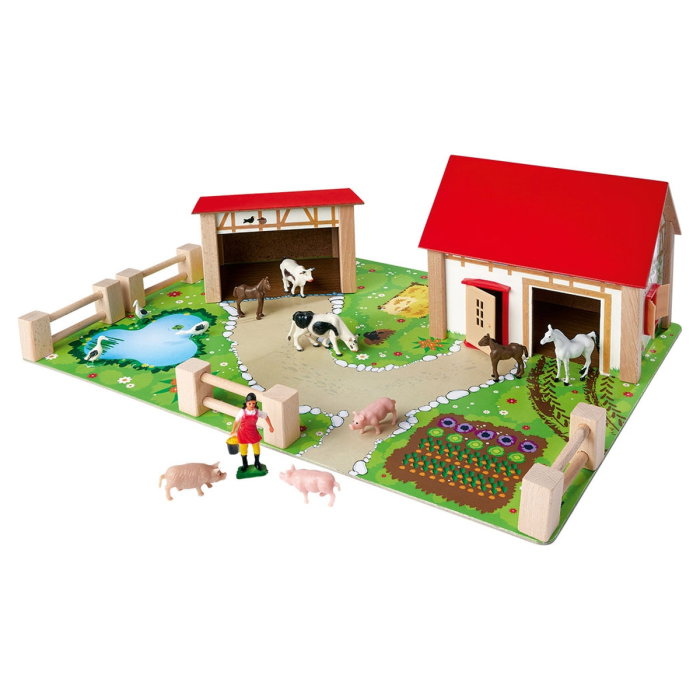 Ferma din lemn Eichhorn 51x36x17 cm cu 20 accesorii 3 ani [1]