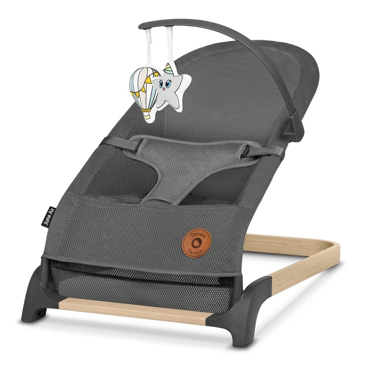 Fotoliu balansoar June AIR, Cu arcada cu jucarii, Ergonomic, Permite circulatia aerului, Balansare manuala, Pliabil, 0 [1]