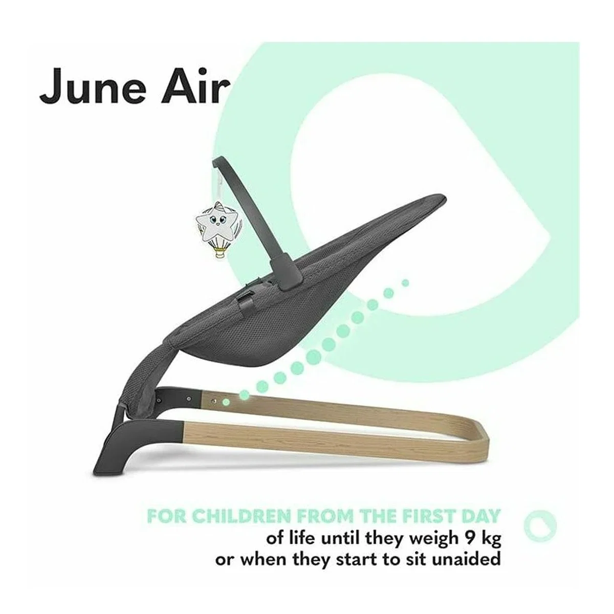 Fotoliu balansoar June AIR, Cu arcada cu jucarii, Ergonomic, Permite circulatia aerului, Balansare manuala, Pliabil, 0 [12]