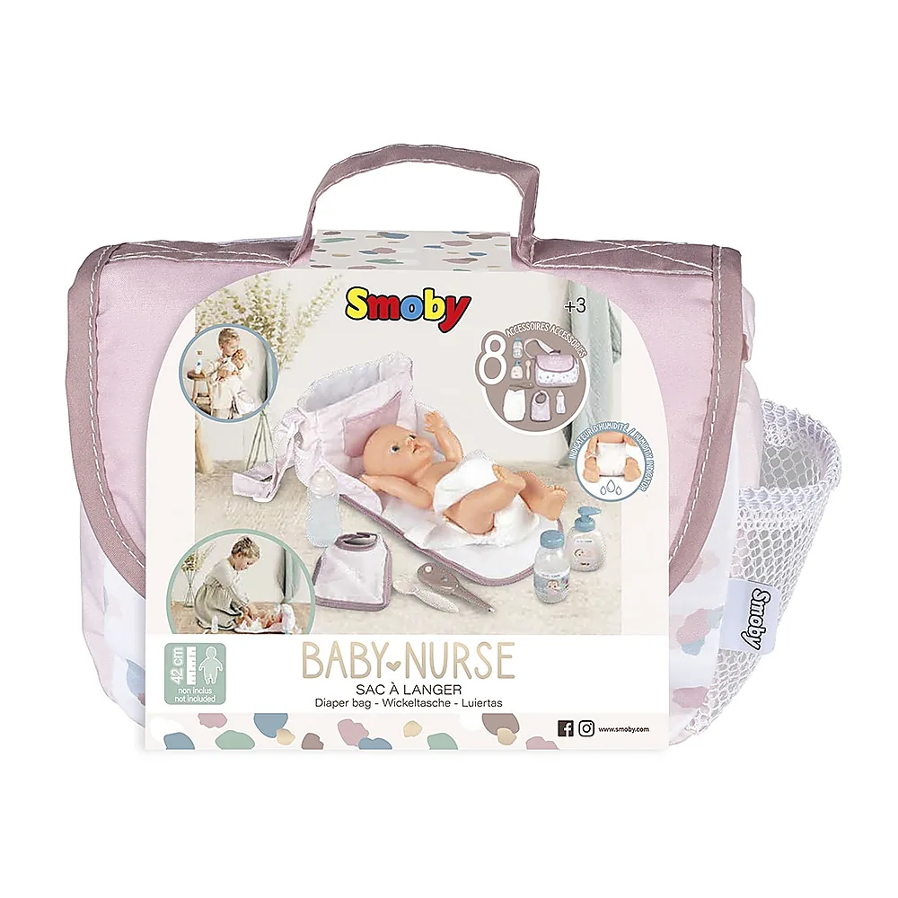 Gentuta de infasat pentru papusa Smoby Baby Nurse Changing Bag crem cu accesorii 3 ani + [7]