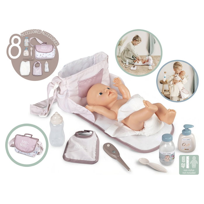 Gentuta de infasat pentru papusa Smoby Baby Nurse Changing Bag crem cu accesorii 3 ani + [2]