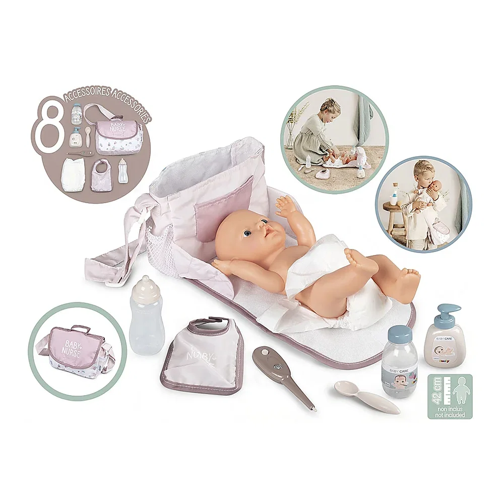 Gentuta de infasat pentru papusa Smoby Baby Nurse Changing Bag crem cu accesorii 3 ani + [2]