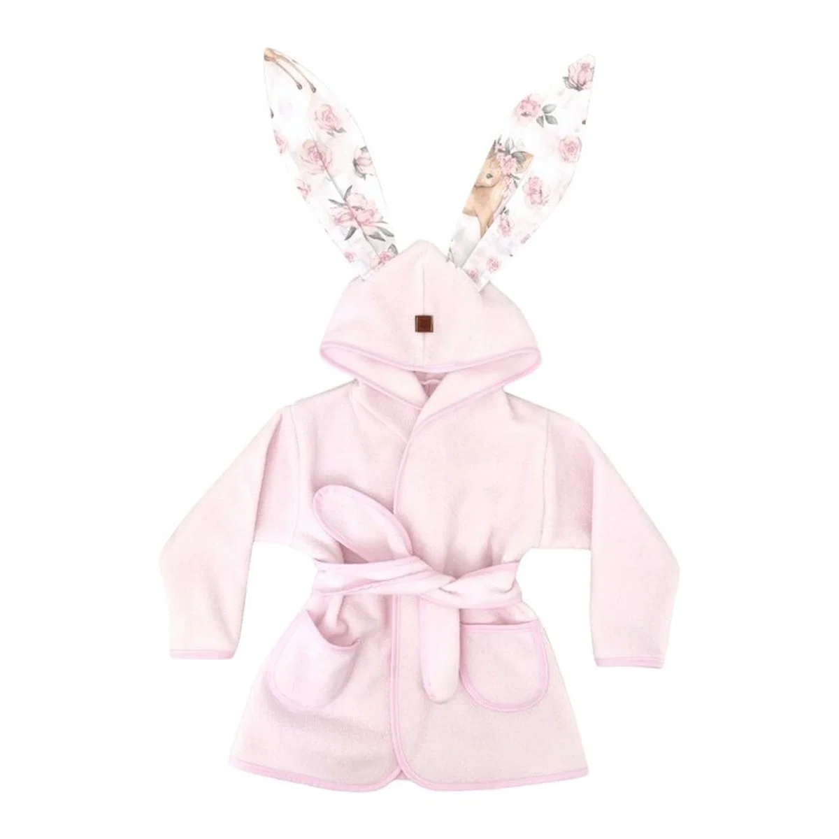 Halat de baie, MimiNu, 2 - 5 ani, bumbac si thermo fleece, Sweet Deer Pink [1]