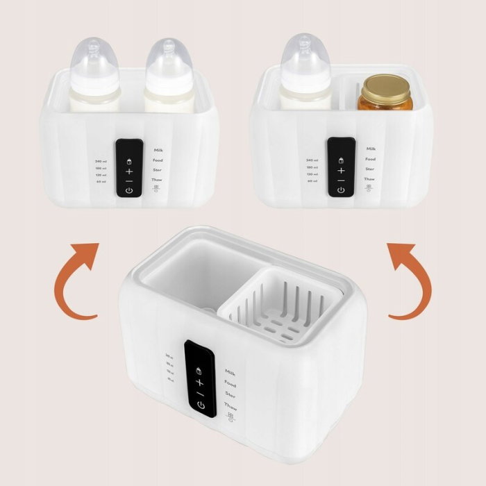 Incalzitor biberoane, Lionelo, ThermUp Duo, 6 moduri de operare, Incalzire, Pastrare temperatura, Decongelare, Senzor temperatura, Oprire automata, Panou tactil, 2 biberoane simultan, Alb [14]