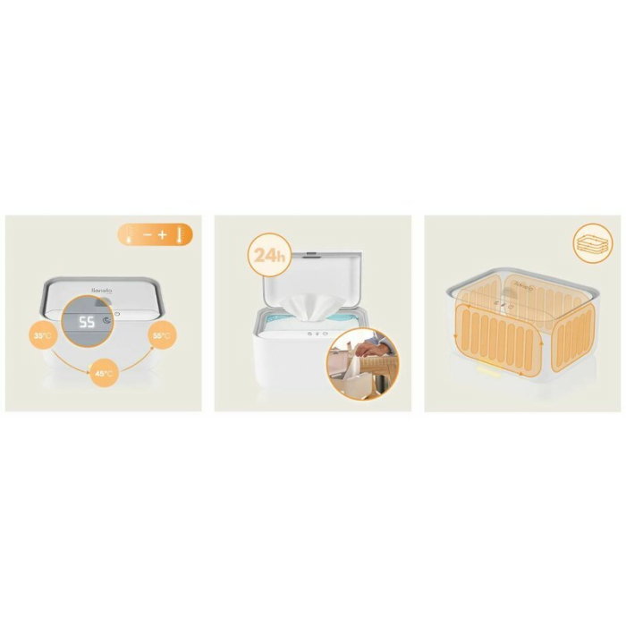 Incalzitor servetele umede, Lionelo, Babybliss, Cu 3 setari de temperatura, Panou de control cu ecran tactil, Fara BPA, White [15]