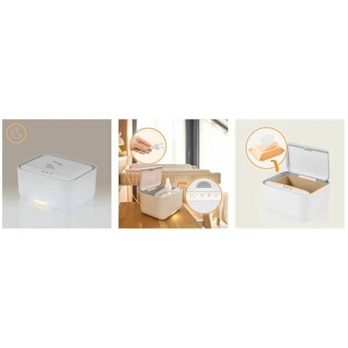 Incalzitor servetele umede, Lionelo, Babybliss, Cu 3 setari de temperatura, Panou de control cu ecran tactil, Fara BPA, White [16]