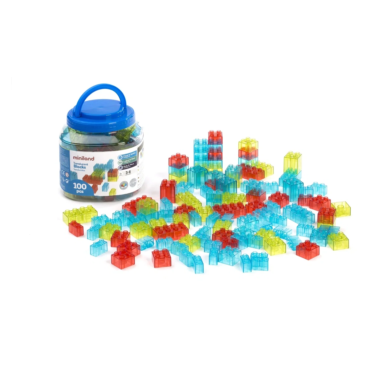 Joc de constructii cu 100 piese translucide Miniland 6 ani [2]