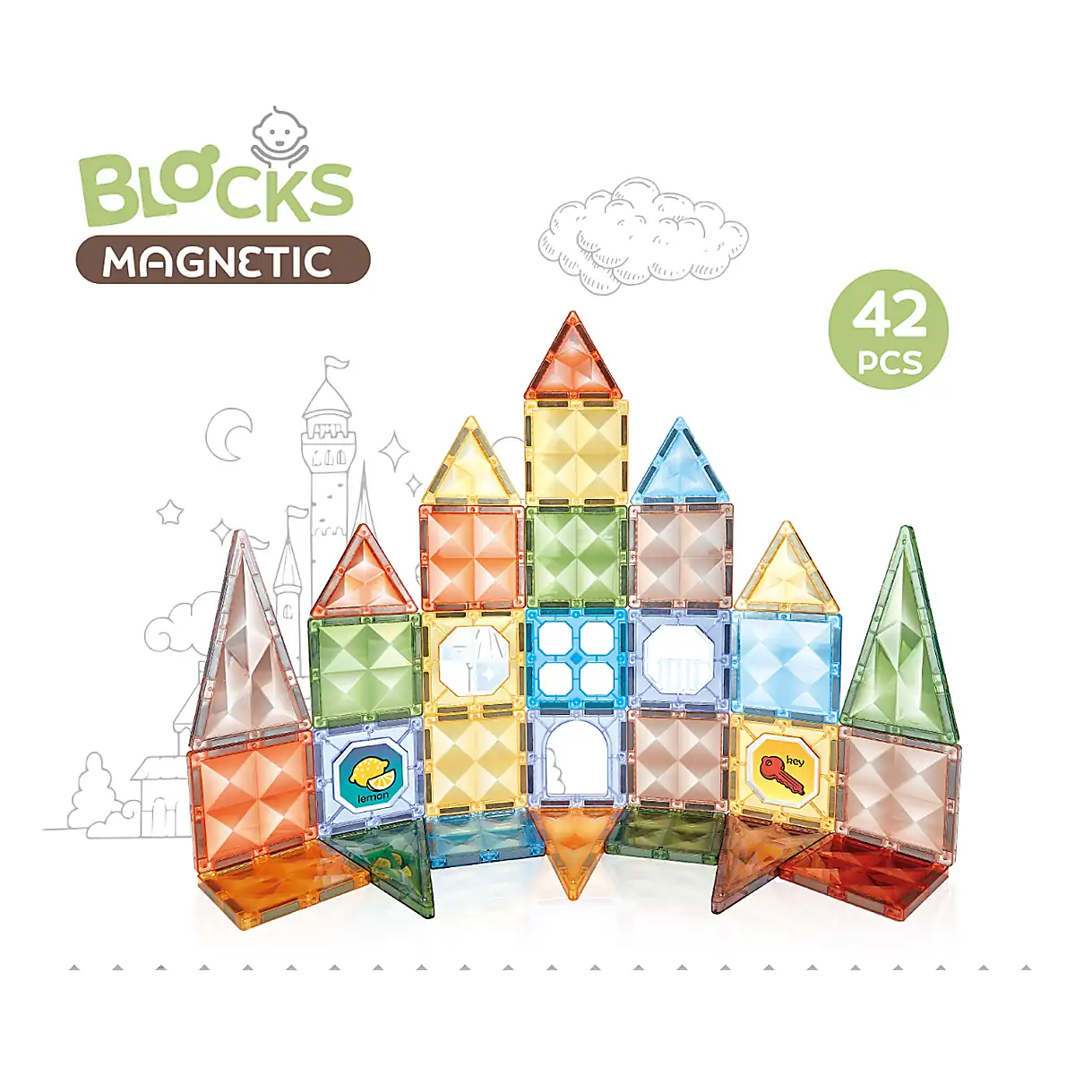 Joc magnetic Diamond - 42 piese (7.5 cm) Bufnitel 3 ani + [3]