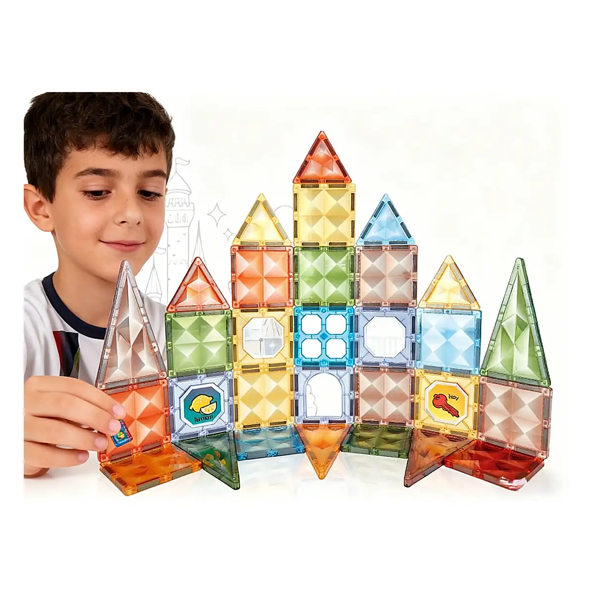 Joc magnetic Diamond - 42 piese (7.5 cm) Bufnitel 3 ani + [5]