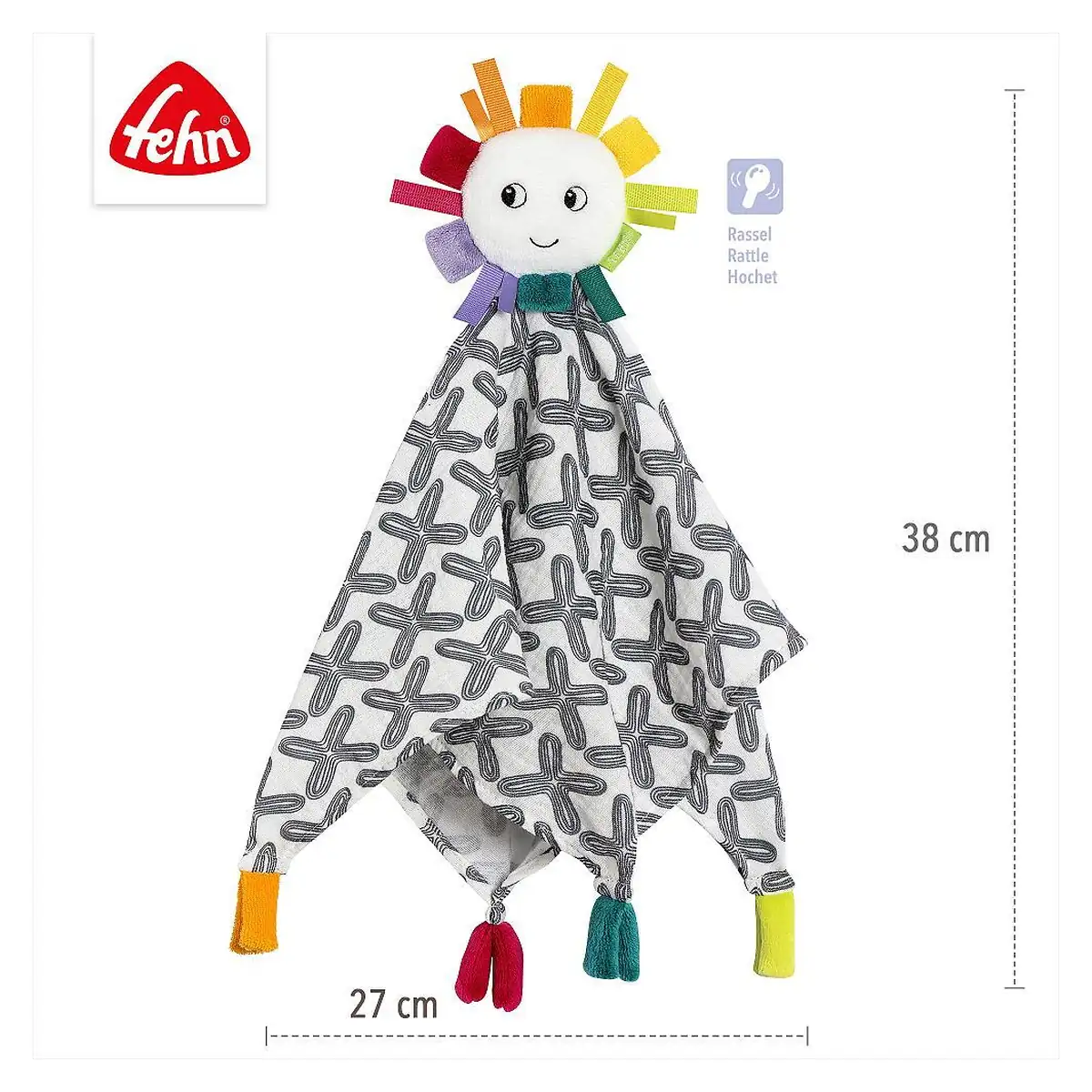 Jucarie doudou - Soare vesel Fehn 0 luni+ [4]