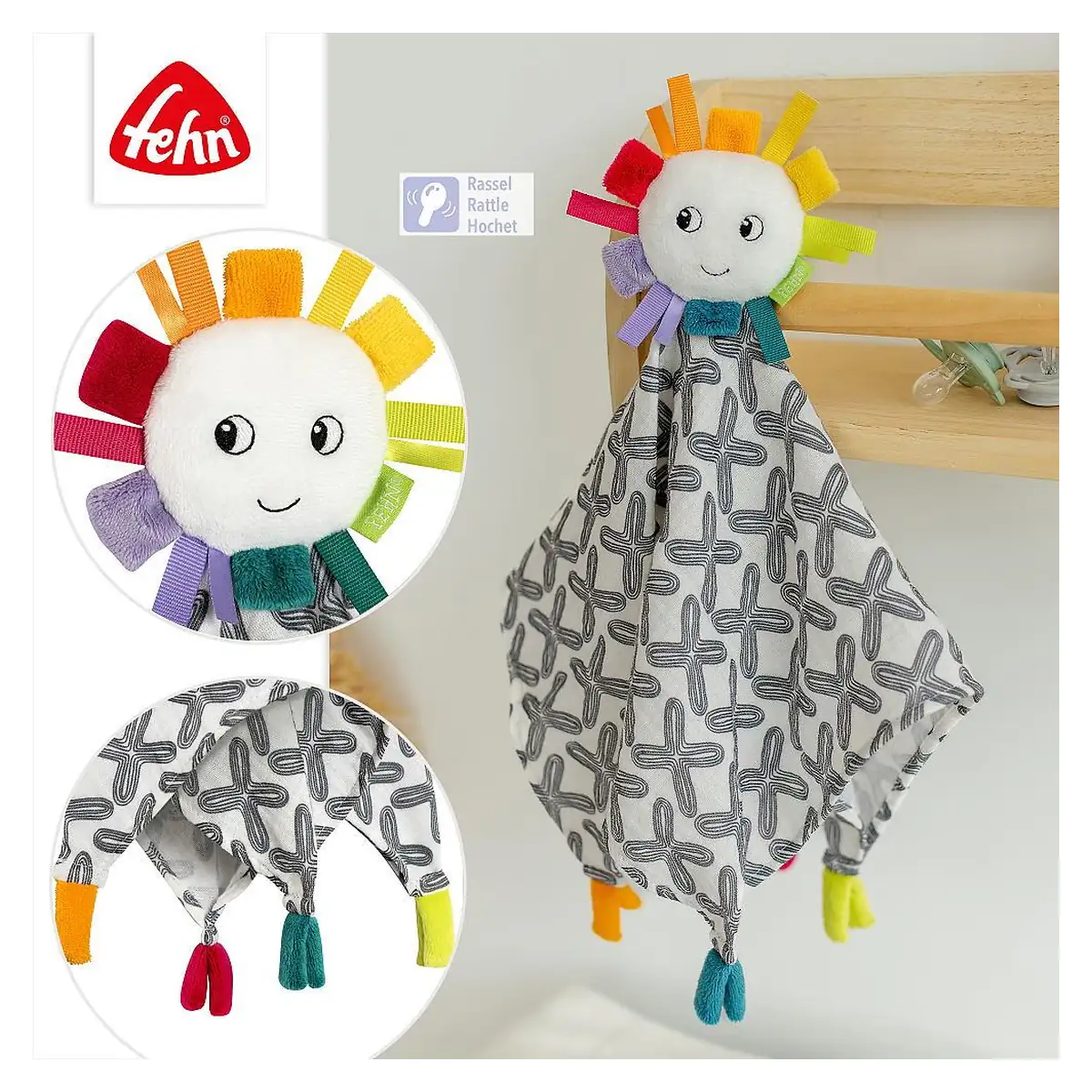 Jucarie doudou - Soare vesel Fehn 0 luni+ [5]