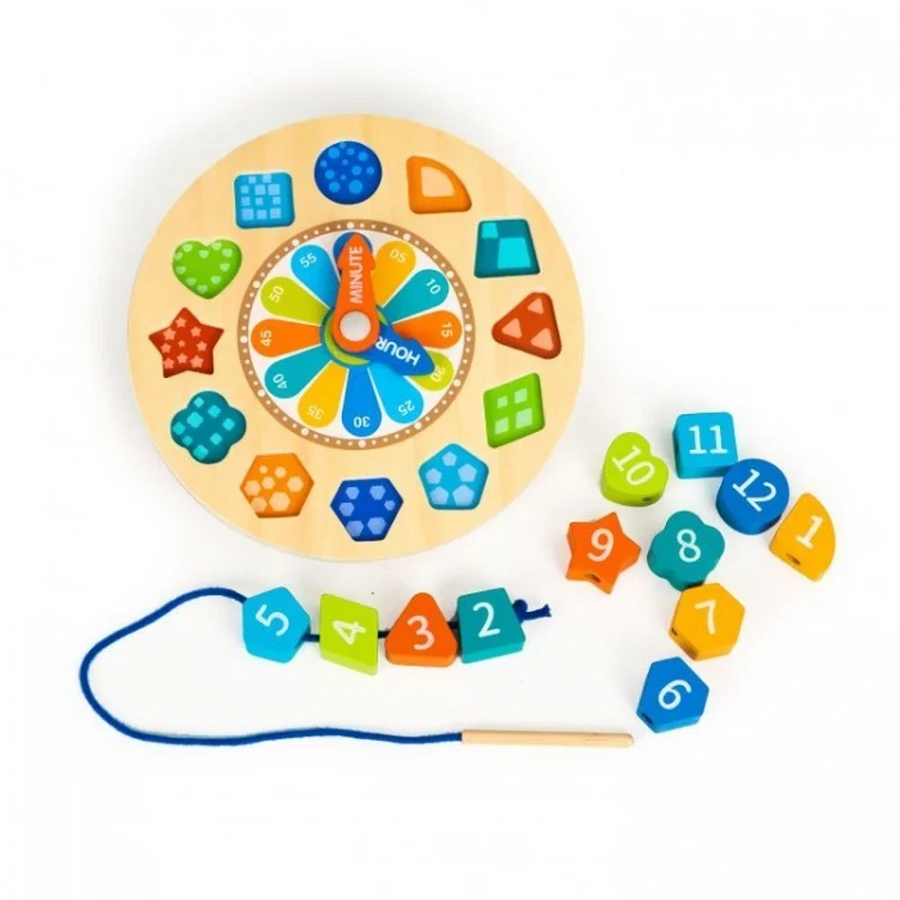 Jucarie educativa din lemn 3 in 1 tip ceas Ecotoys 3 ani+ [2]