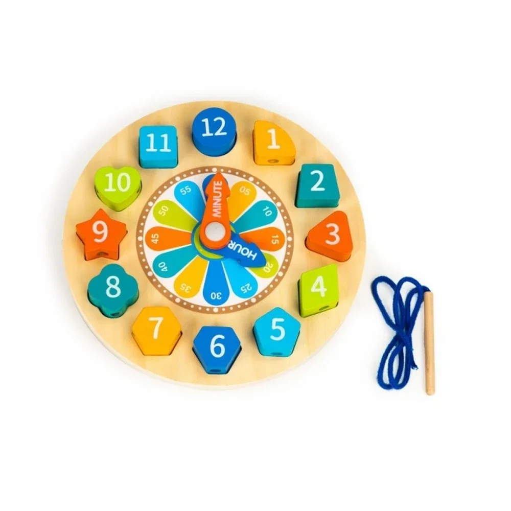 Jucarie educativa din lemn 3 in 1 tip ceas Ecotoys 3 ani+ [1]