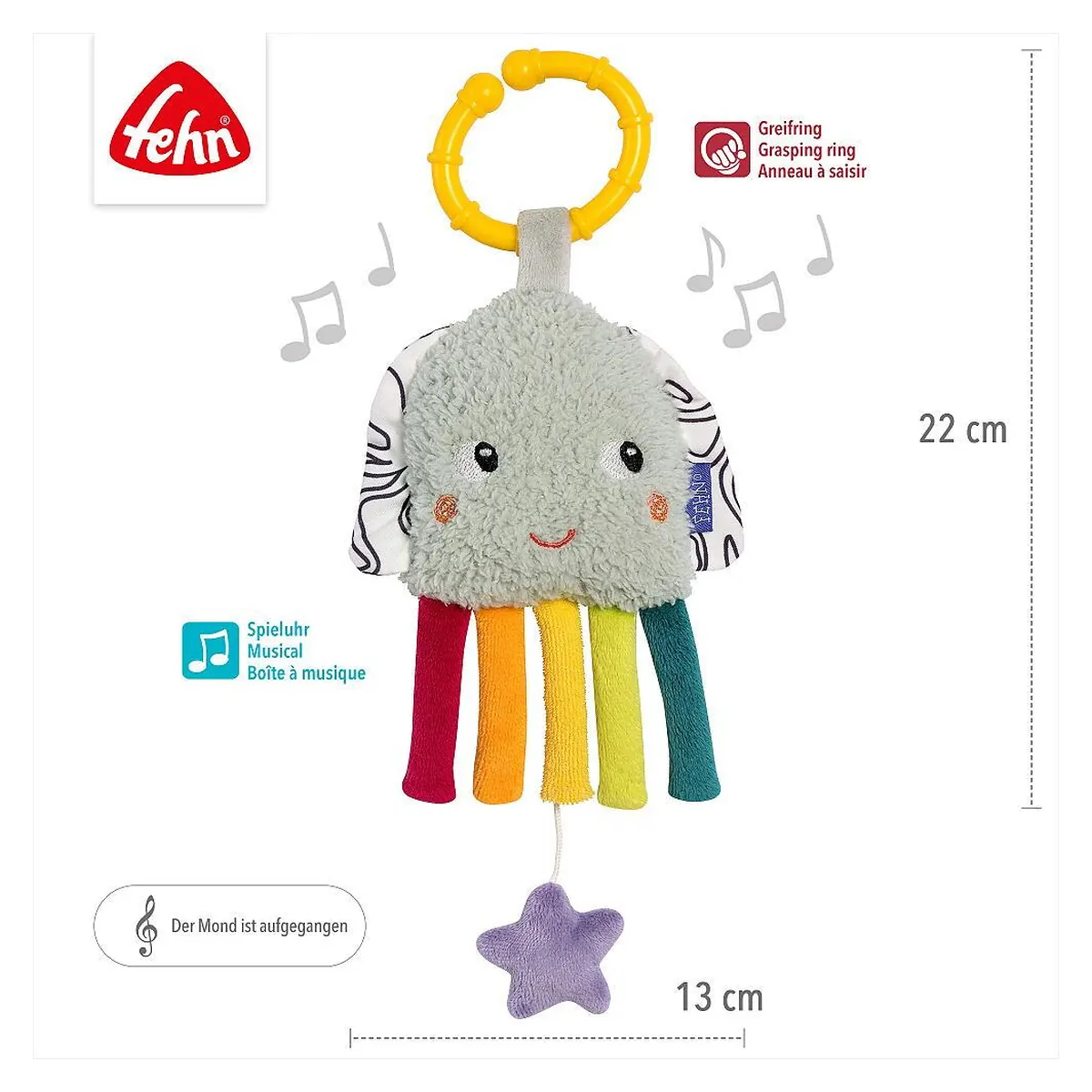 Jucarie muzicala mini - Caracatita colorata Fehn 0 luni+ [4]
