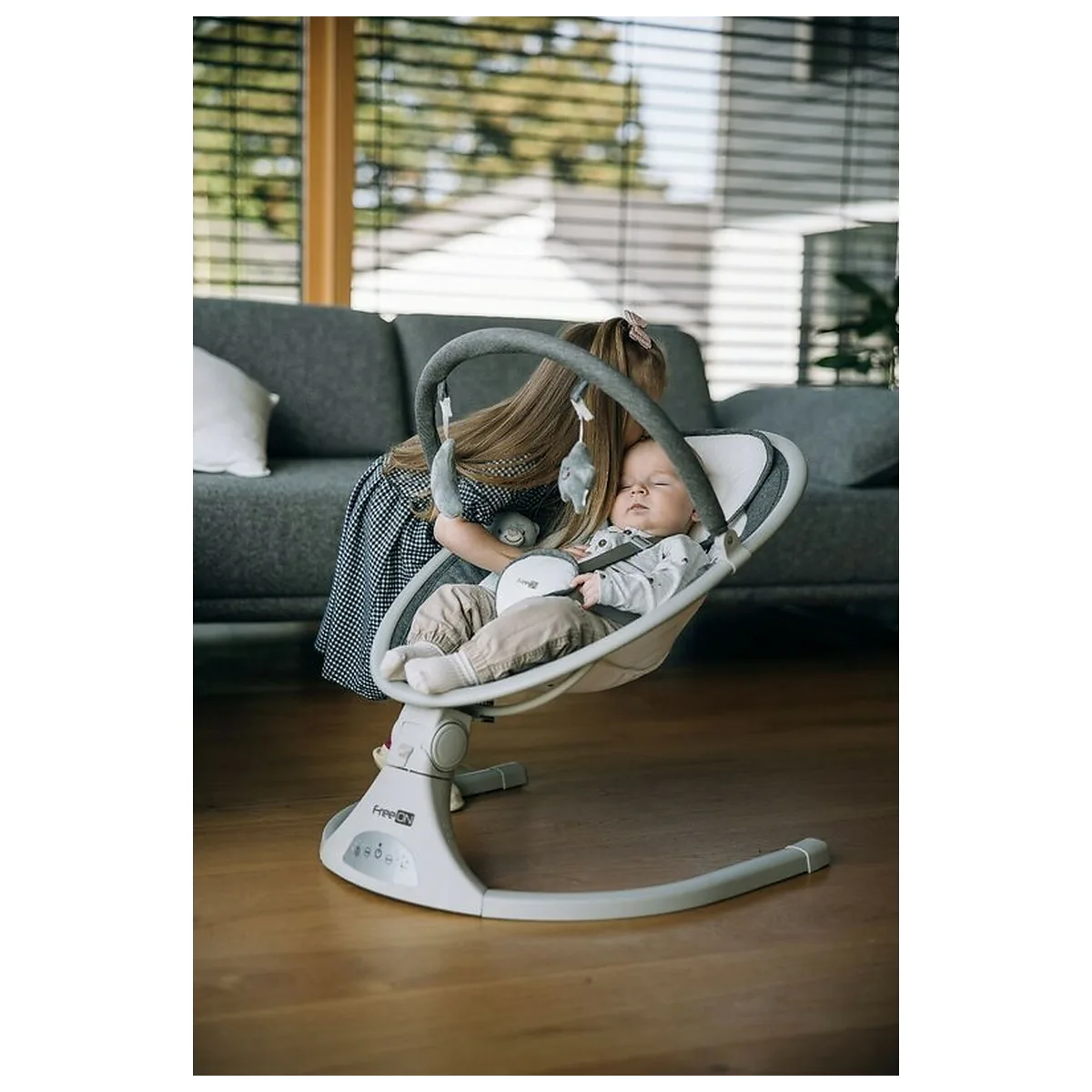 Leagan balansoar, FreeOn, Elite, 12 melodii, 5 viteze de balansare si 3 pozitii de reglare a spatarului, Grey [7]