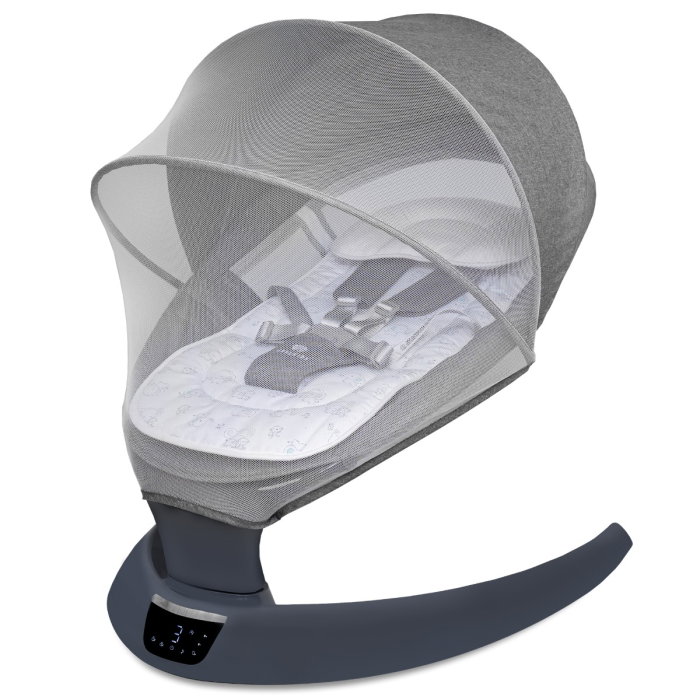 Leagan electric pentru bebelusi, cu spatar reglabil si senzor de miscare, AppeKids Evoque - Powder Grey [1]