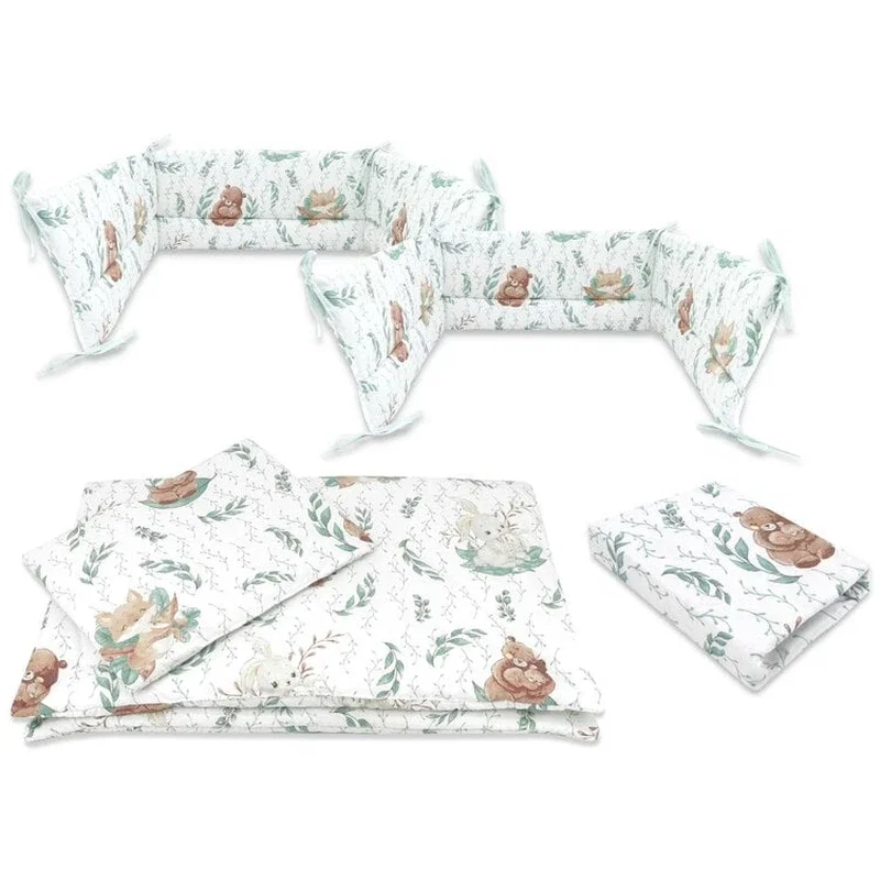 Lenjerie patut cu 5 piese, MimiNu, Cu cearceaf 120x60 cm, Pilota, Pernuta, 2 aparatori, bumbac 100%, Lulu Natural [1]