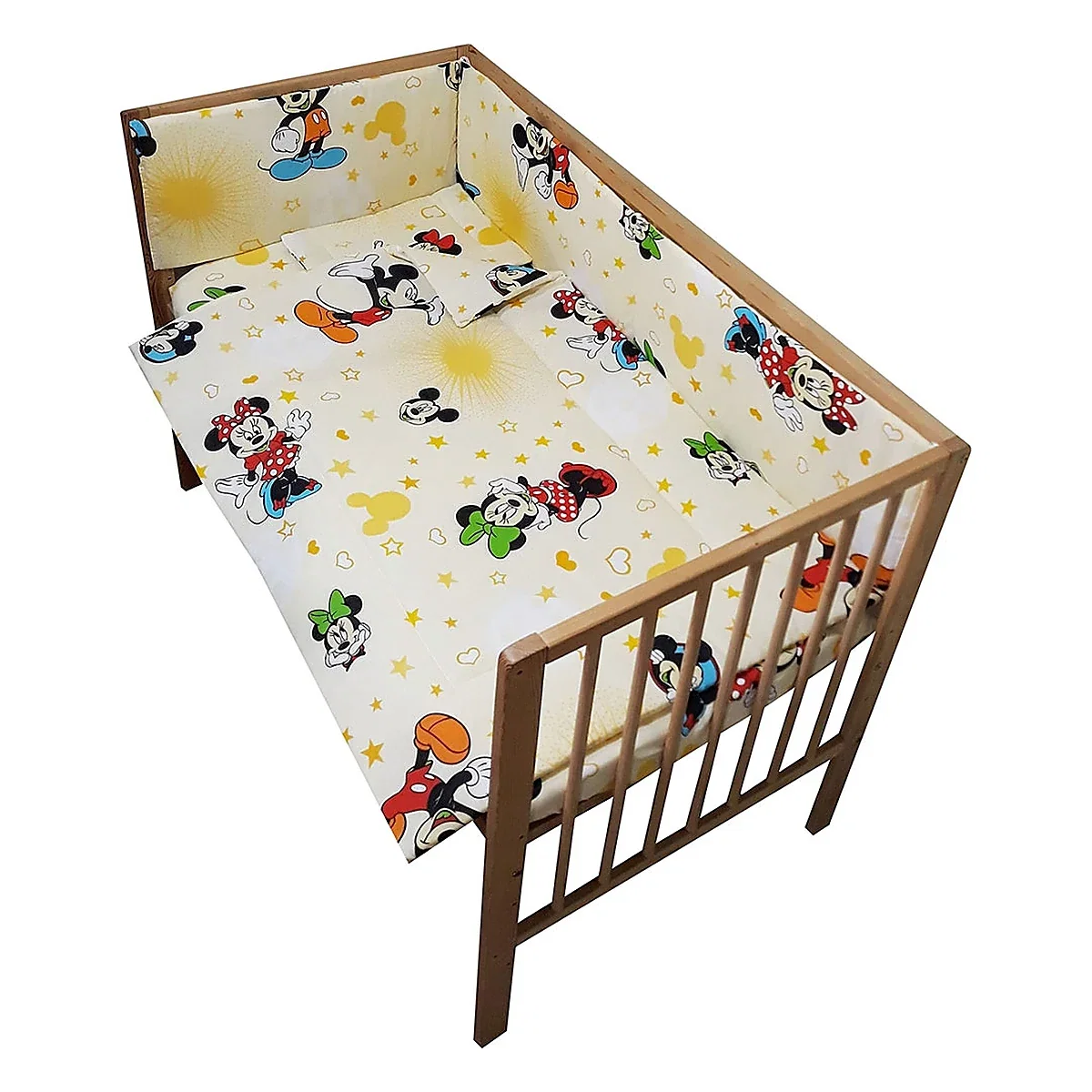 Lenjerie patut Hubners Mickey si Minnie 4 piese crem [1]
