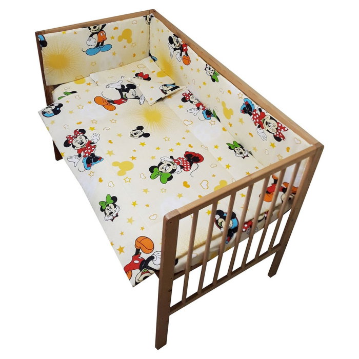 Lenjerie patut Hubners Mickey si Minnie 4 piese crem [1]