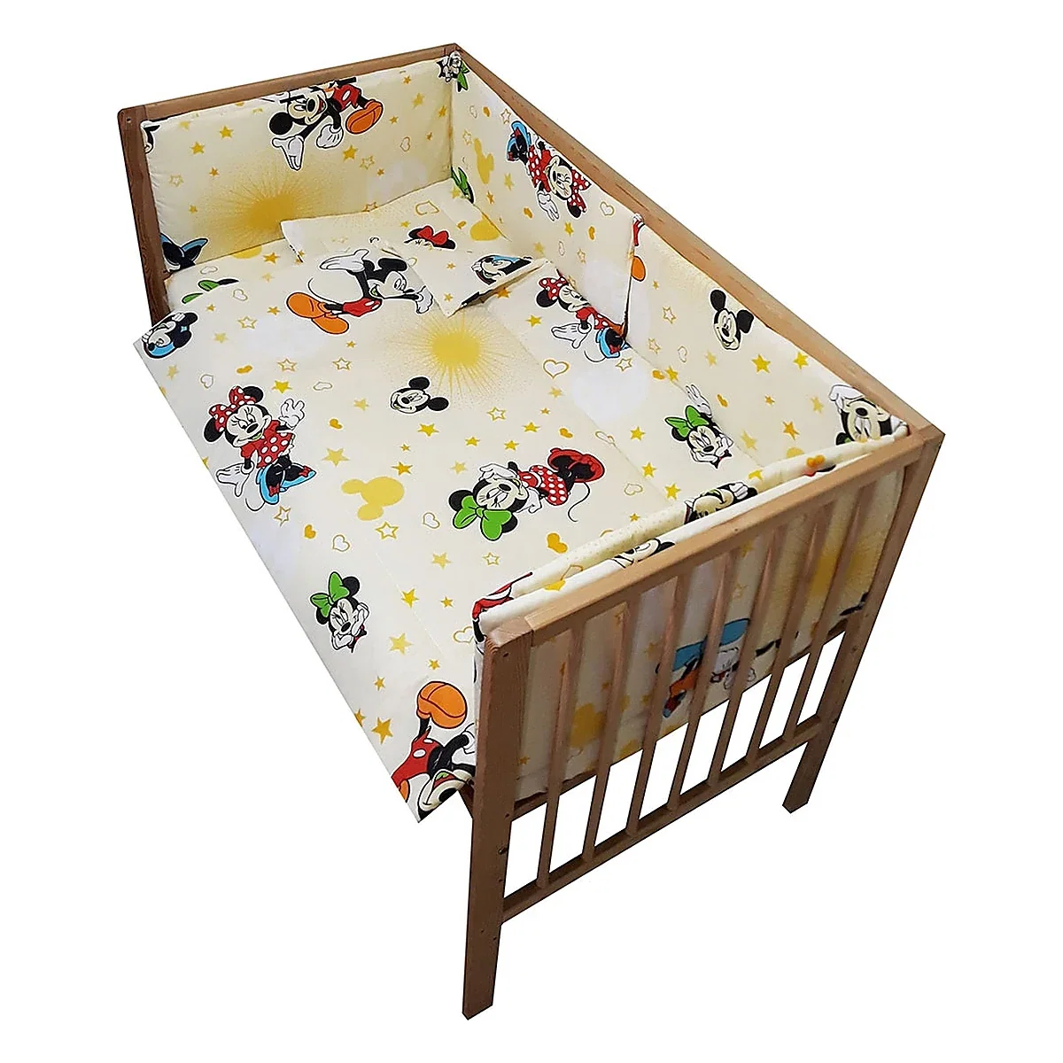 Lenjerie patut Hubners Mickey si Minnie 5 piese crem [1]