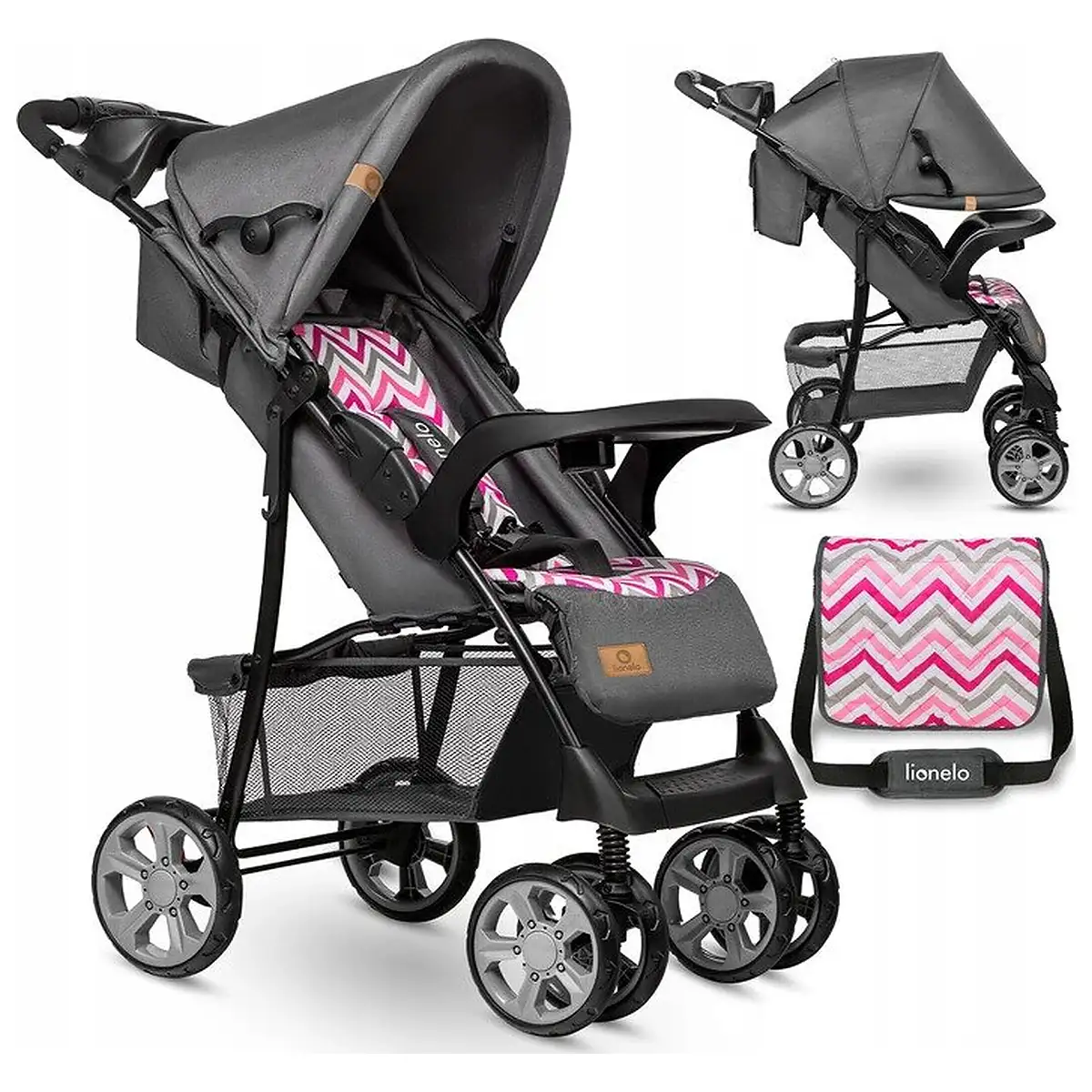 Lionelo - Carucior sport Emma Plus, Cu tavita, 2 Suporturi pentru pahar, Geanta accesorii, Conform cu standardul [3]