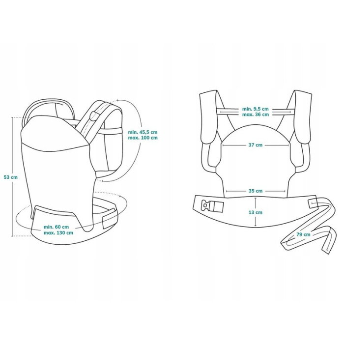 Marsupiu ergonomic, Lionelo, Margareet Air, 3 pozitii de purtare, Certificat de Institutul International pentru Displazie de Sold, 4 luni+, Pana la 20 Kg, Material respirabil 3D Air Mesh, Negru [22]