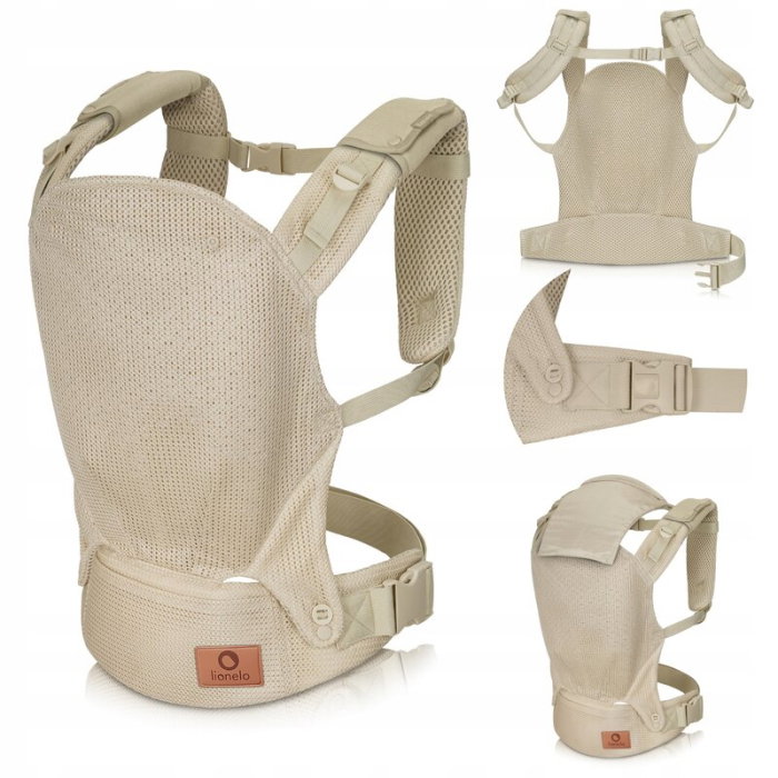 Marsupiu ergonomic, Lionelo, Margareet Air, 3 pozitii de purtare, Certificat de Institutul International pentru Displazie de Sold, 4 luni+, Pana la 20 Kg, Material respirabil 3D Air Mesh, Bej [4]