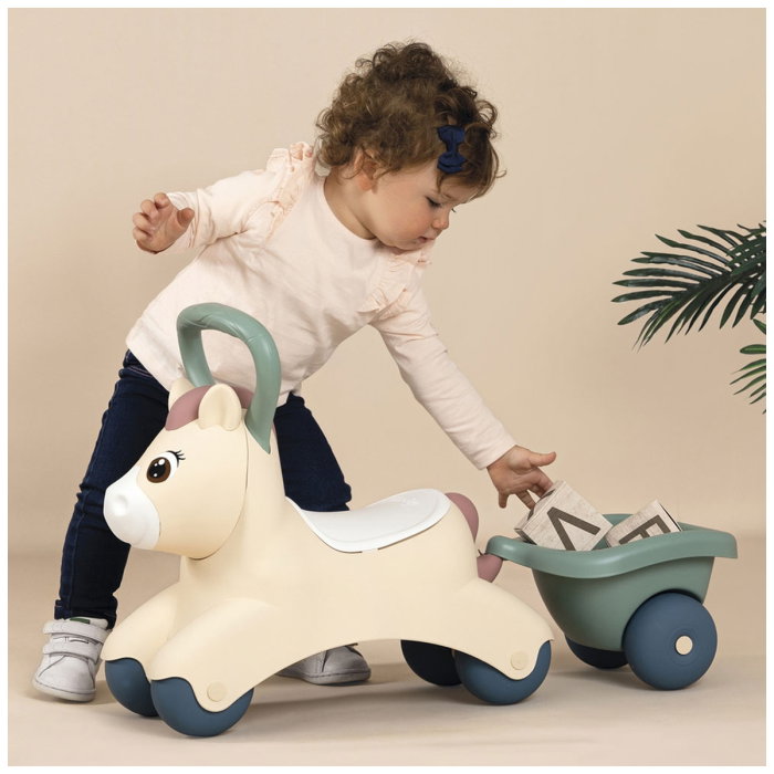 Masinuta de impins Smoby Pony cu remorca 1 an + [9]