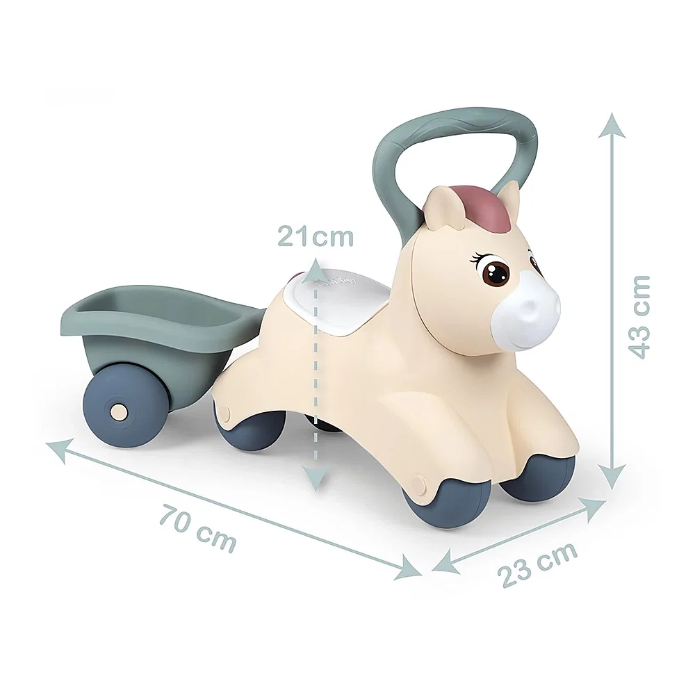Masinuta de impins Smoby Pony cu remorca 1 an + [4]