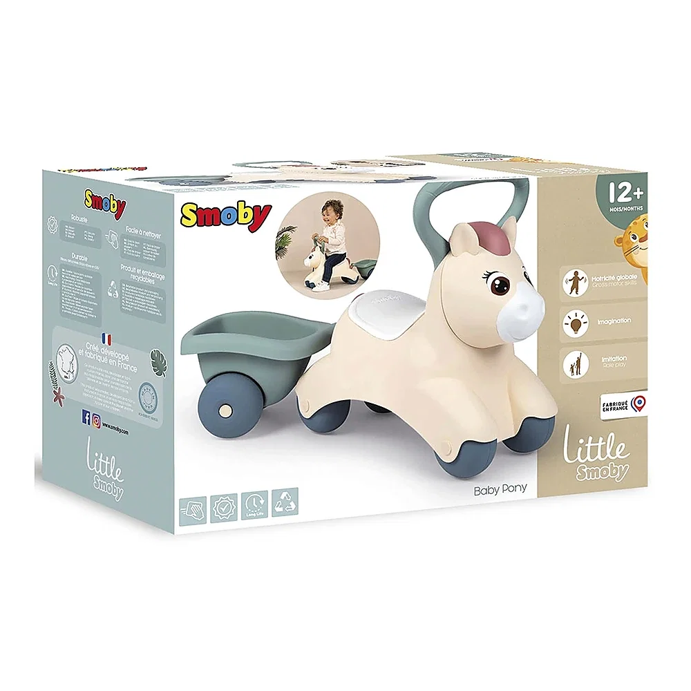 Masinuta de impins Smoby Pony cu remorca 1 an + [11]