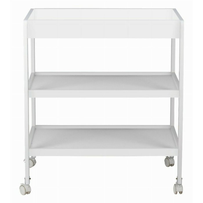 Masuta de infasat, FreeON, Mila, Din lemn, Cu 4 roti pentru transport facil, Cu 3 suprafete de depozitare, 76x54x86 cm, White [2]