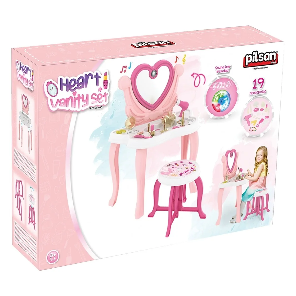Masuta de machiaj de jucarie, Hearth pink - Pilsan 3 ani + [2]