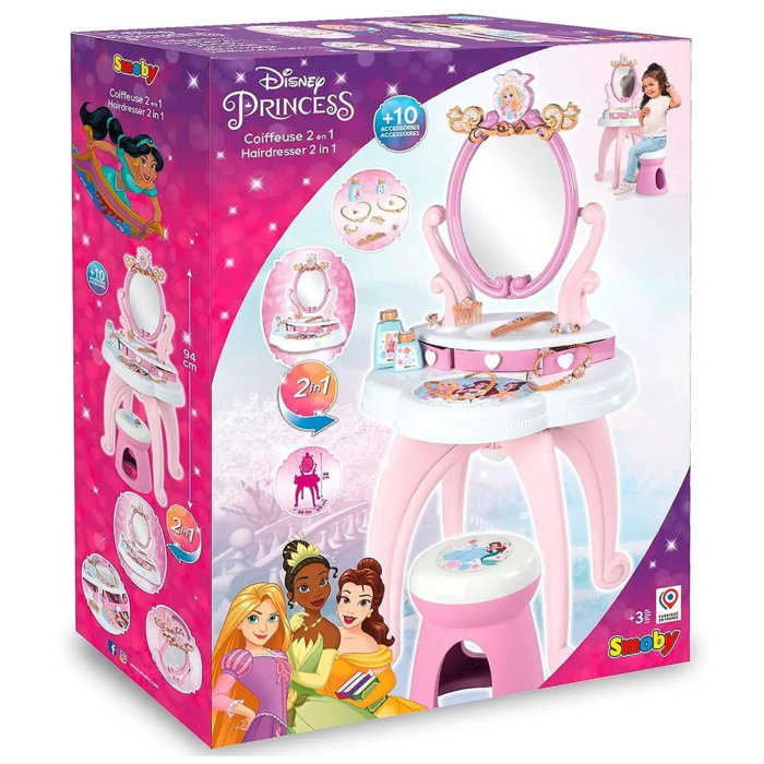 Masuta de machiaj Disney Princess 2 in 1 roz cu accesorii Smoby 3 ani [9]