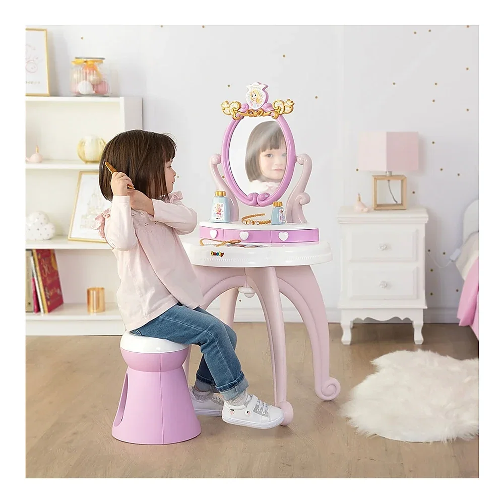 Masuta de machiaj Disney Princess 2 in 1 roz cu accesorii Smoby 3 ani [6]