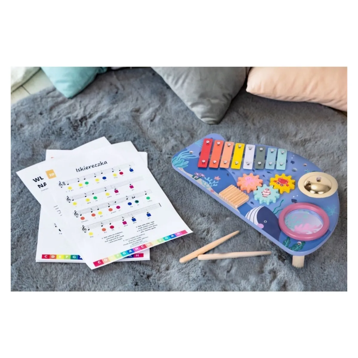 Masuta din lemn cu instrumente muzicale Ecotoys 18 luni+ [4]