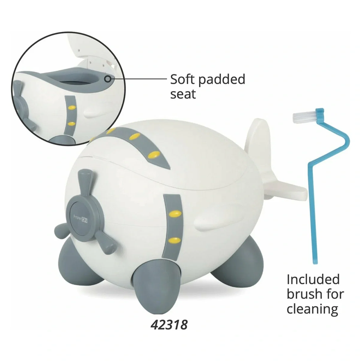 Olita copii Potty Plane, FreeON, forma de avion, 32 x 28 x 41 cm, White/Grey 18 luni [4]