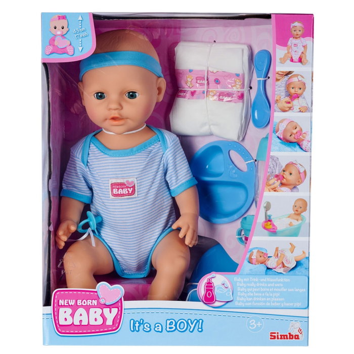 Papusa Simba New Born Baby, Baby Doll 43 cm cu accesorii albastru 3 ani + [11]