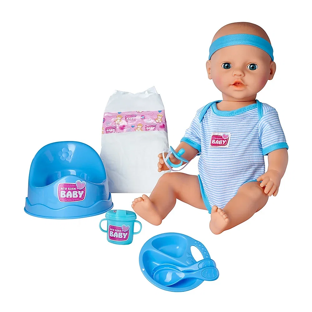 Papusa Simba New Born Baby, Baby Doll 43 cm cu accesorii albastru 3 ani + [2]