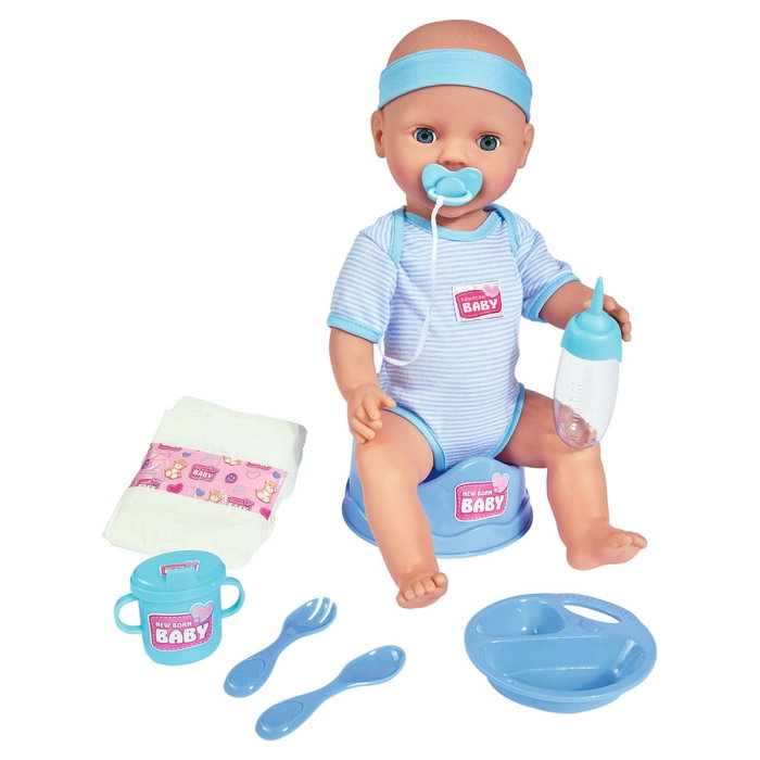 Papusa Simba New Born Baby, Baby Doll 43 cm cu accesorii albastru 3 ani + [1]