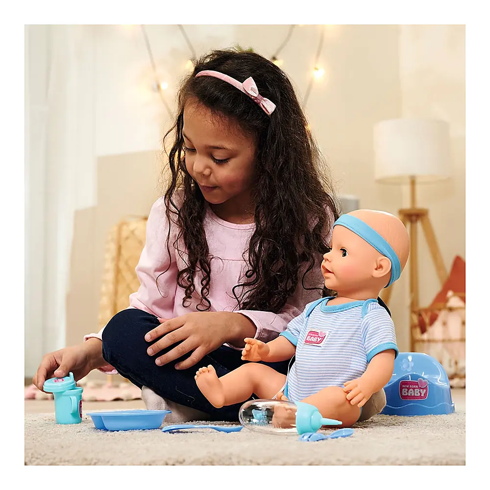 Papusa Simba New Born Baby, Baby Doll 43 cm cu accesorii albastru 3 ani + [6]