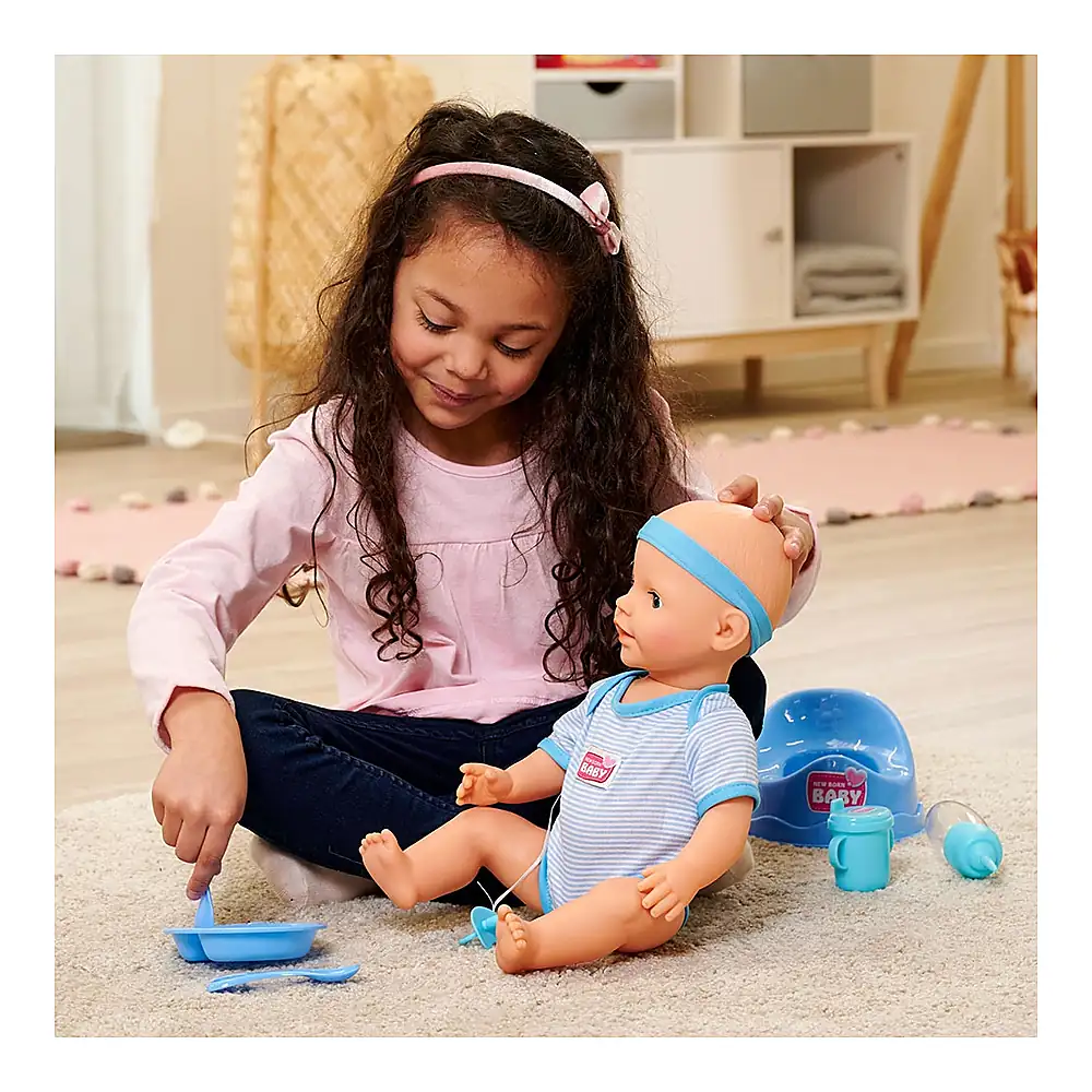 Papusa Simba New Born Baby, Baby Doll 43 cm cu accesorii albastru 3 ani + [5]
