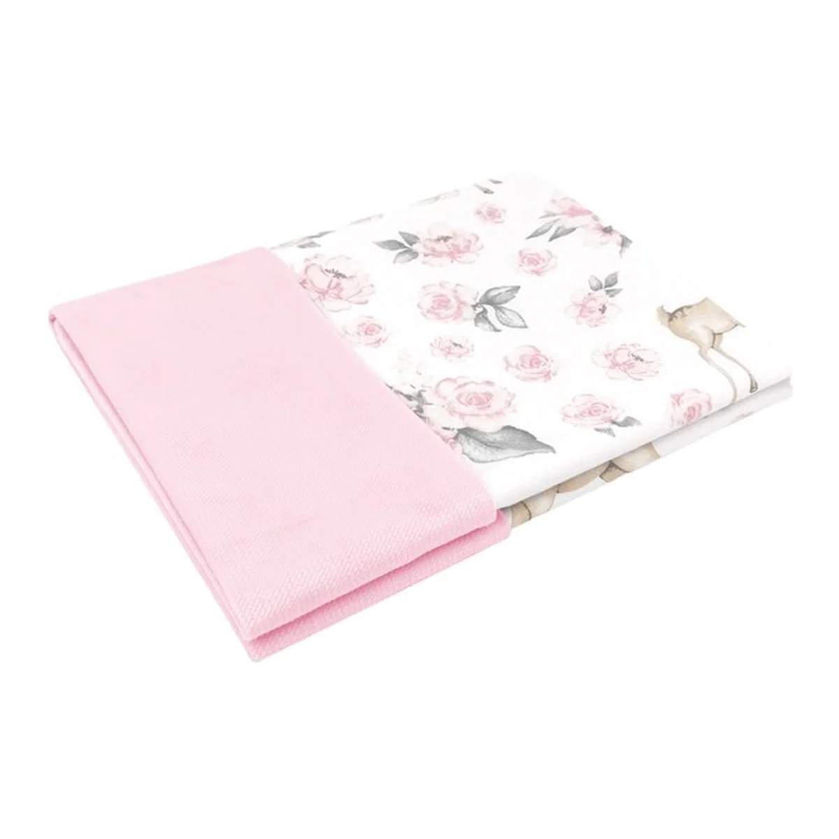 Paturica pufoasa, MimiNu, Cu doua fete, 75x100 cm, Din tesatura de catifea si bumbac, Sweet Deer Pink [1]