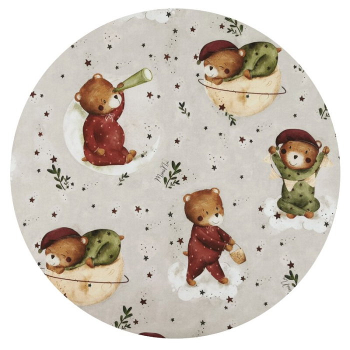 Paturica pufoasa, MimiNu, Cu doua fete, 75x100 cm, Din tesatura Minky si bumbac, Teddy Bear On Moon [3]