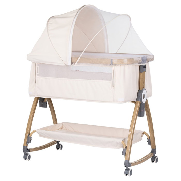 Patut co-sleeper Chipolino Charisma cu laterala culisanta, functie leagan, inclinare anti-reflux, plasa anti-insecte, Cashmere wood [1]